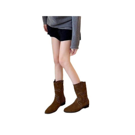 Damen Western-Ankleboots aus Veloursleder mit Nietenbesatz und seitlichem Reißverschluss Shop Nory