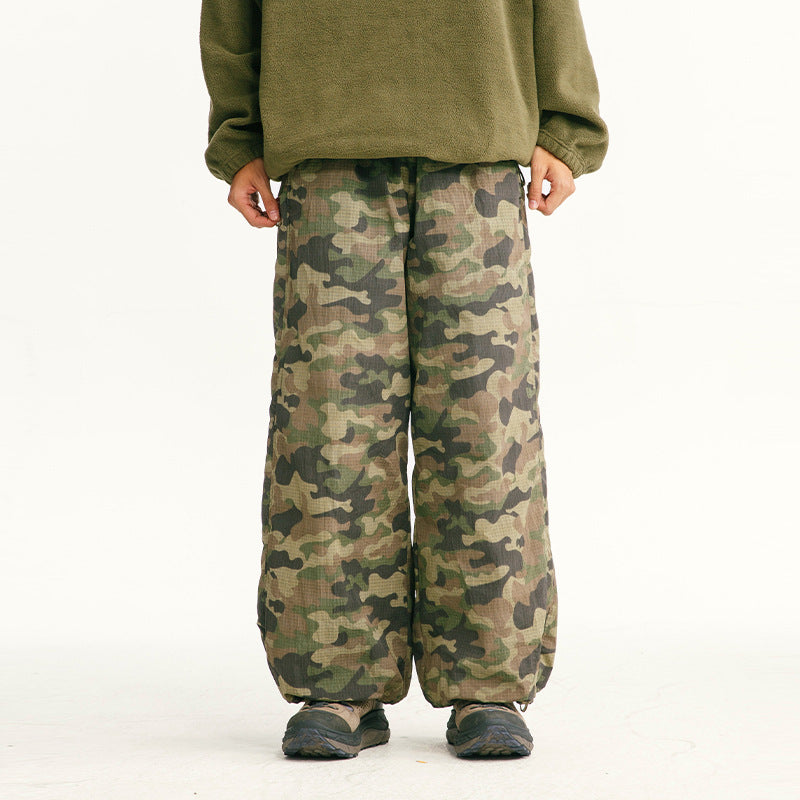 Herren Locker geschnittene Ripstop-Freizeithose mit Camouflage-Muster und elastischem Kordelbund Shop Nory