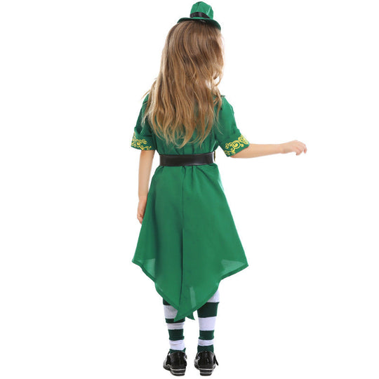 Mädchen Kostüm als irischer Leprechaun mit Hut und Schürze Shop Nory