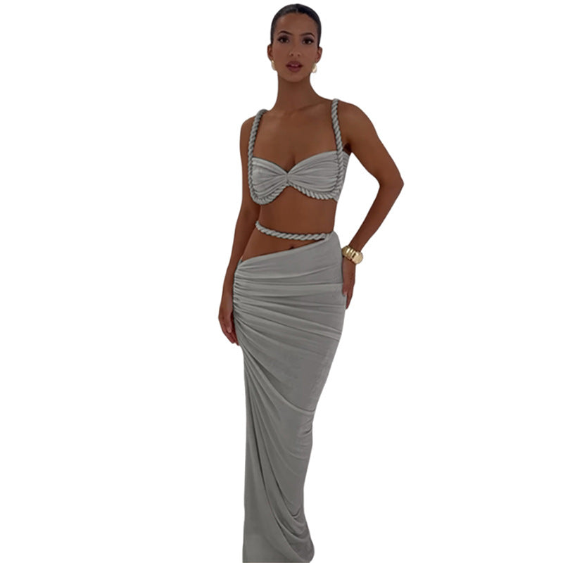 Damen Oberteil und Maxi Rock Set
