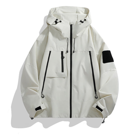 Herren technische Outdoor-Jacke mit verstellbarem Kapuzendesign und multifunktionalen Taschen