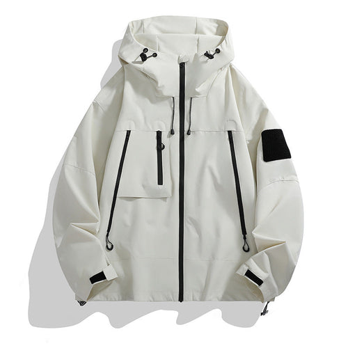 Herren technische Outdoor-Jacke mit verstellbarem Kapuzendesign und multifunktionalen Taschen