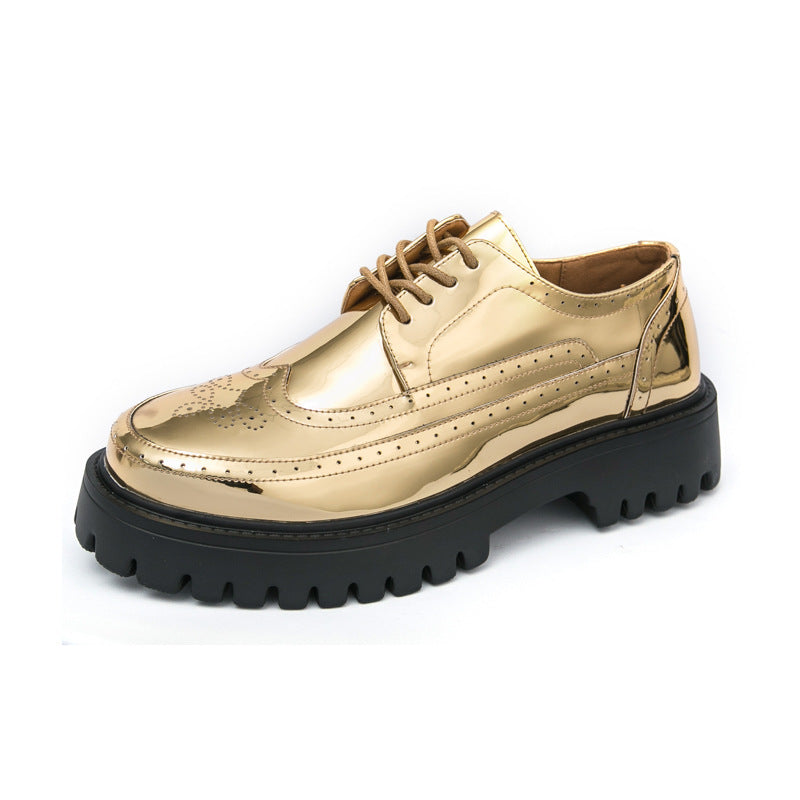 Damen Plateau-Brogue Derby mit markanter Profilsohle und Lacklederoptik Shop Nory