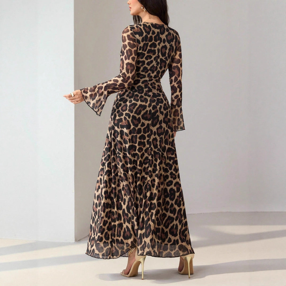 Damen Midikleid mit Knotenfront und Trompetenärmeln Shop Nory