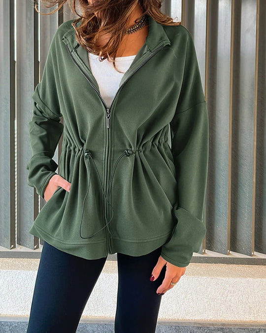 Damen Kapuzenjacke mit Taillen-Zugband, Reißverschluss und Eingrifftaschen Shop Nory