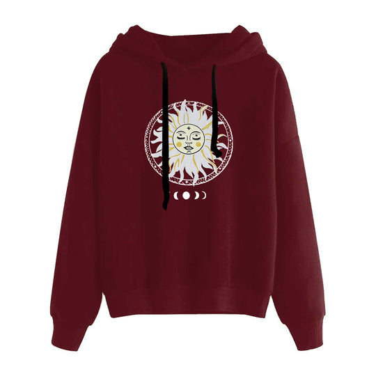 Damen nan lässiger Oversize Kapuzenpullover mit Herz‑und‑Pfotenprint, Kordelzug und gerippten Bündchen Shop Nory