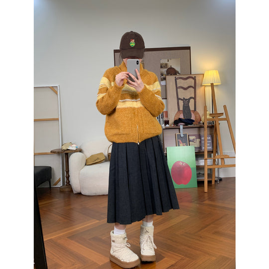 Damen Gemütlicher Strick-Cardigan mit Reißverschluss Shop Nory