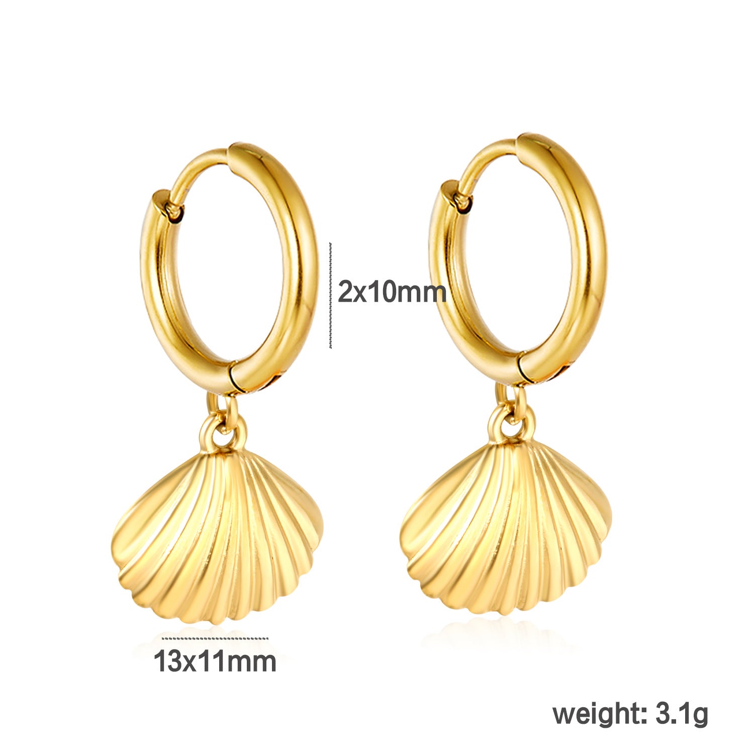 Damen Hängende Ohrstecker mit muschelförmigen Anhängern aus hochwertigem Edelstahl Shop Nory