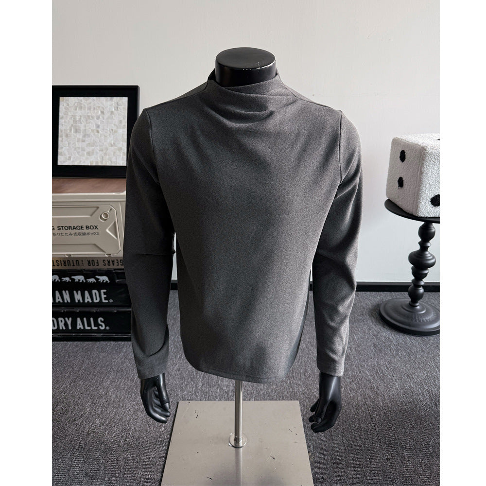 Herren Feines Stretch-Langarmshirt mit kurzem Stehkragen und schlanker Silhouette Shop Nory