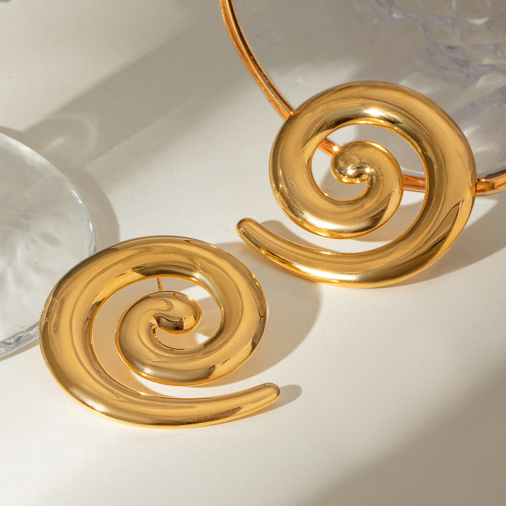 Damen Ohrhänger mit spiralisiertem Design aus hypoallergenem Edelstahl Shop Nory