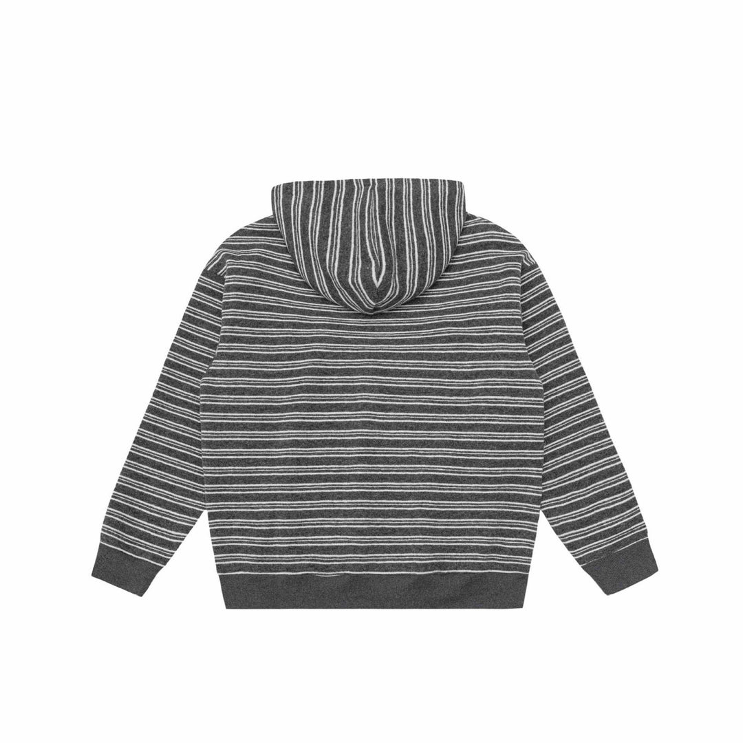 Unisex Gestreiftes Kapuzensweatshirt mit halbem Reißverschluss und Kängurutasche Shop Nory