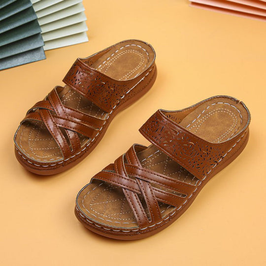 Damen komfortable und stilvolle Pantolette mit durchbrochenem Design