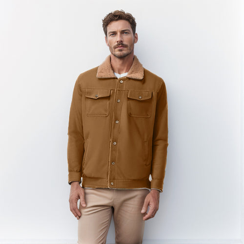 Herren Workwear-Jacke mit Teddykragen und Druckknopfleiste Shop Nory