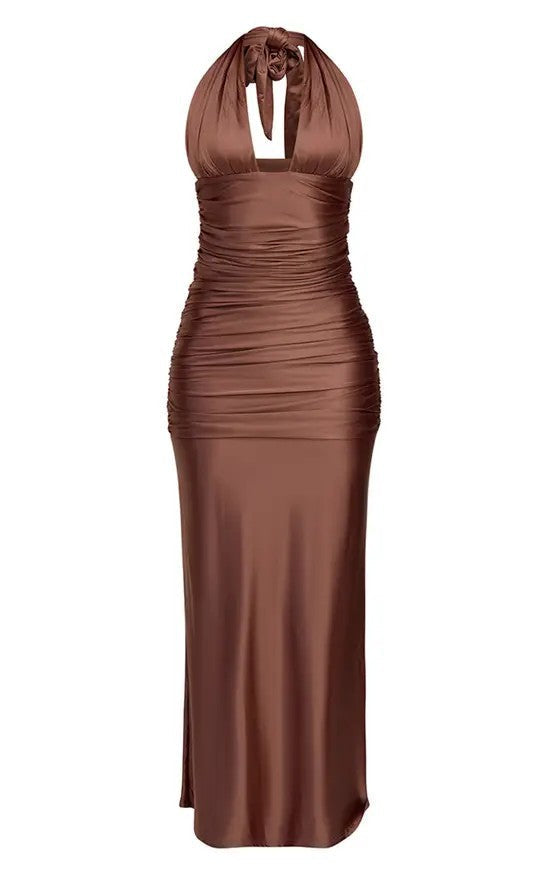 Damen Elegantes Wickelkleid mit tiefem V-Ausschnitt und figurformender Raffung Shopnory