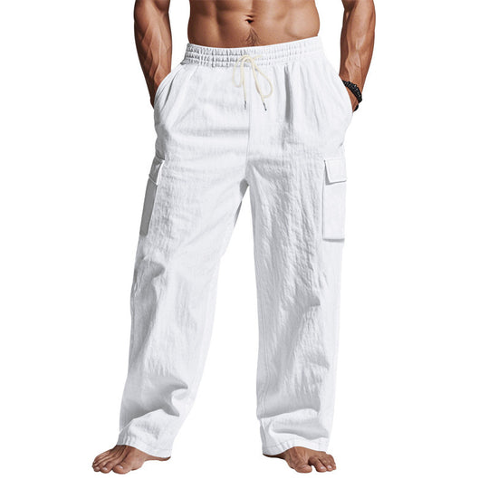 Herren nan lockere Cargo-Freizeithose mit elastischem Tunnelzugbund und mehreren Taschen Shop Nory
