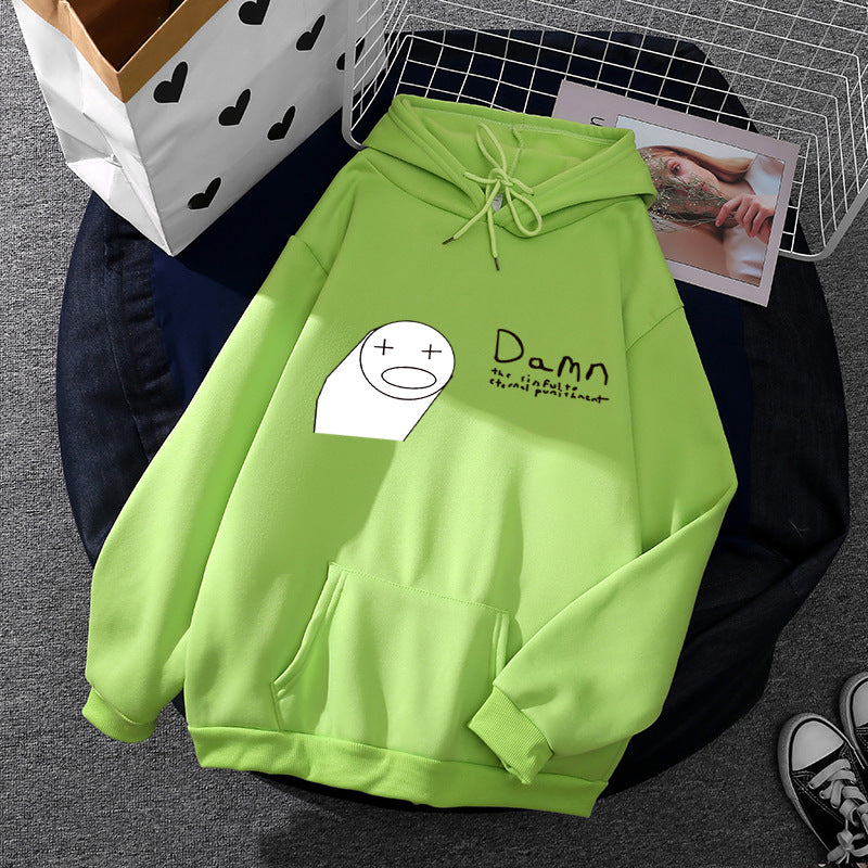 Damen nan übergroßer Kapuzenpullover mit Kängurutasche und humorvollem Comicprint Shop Nory