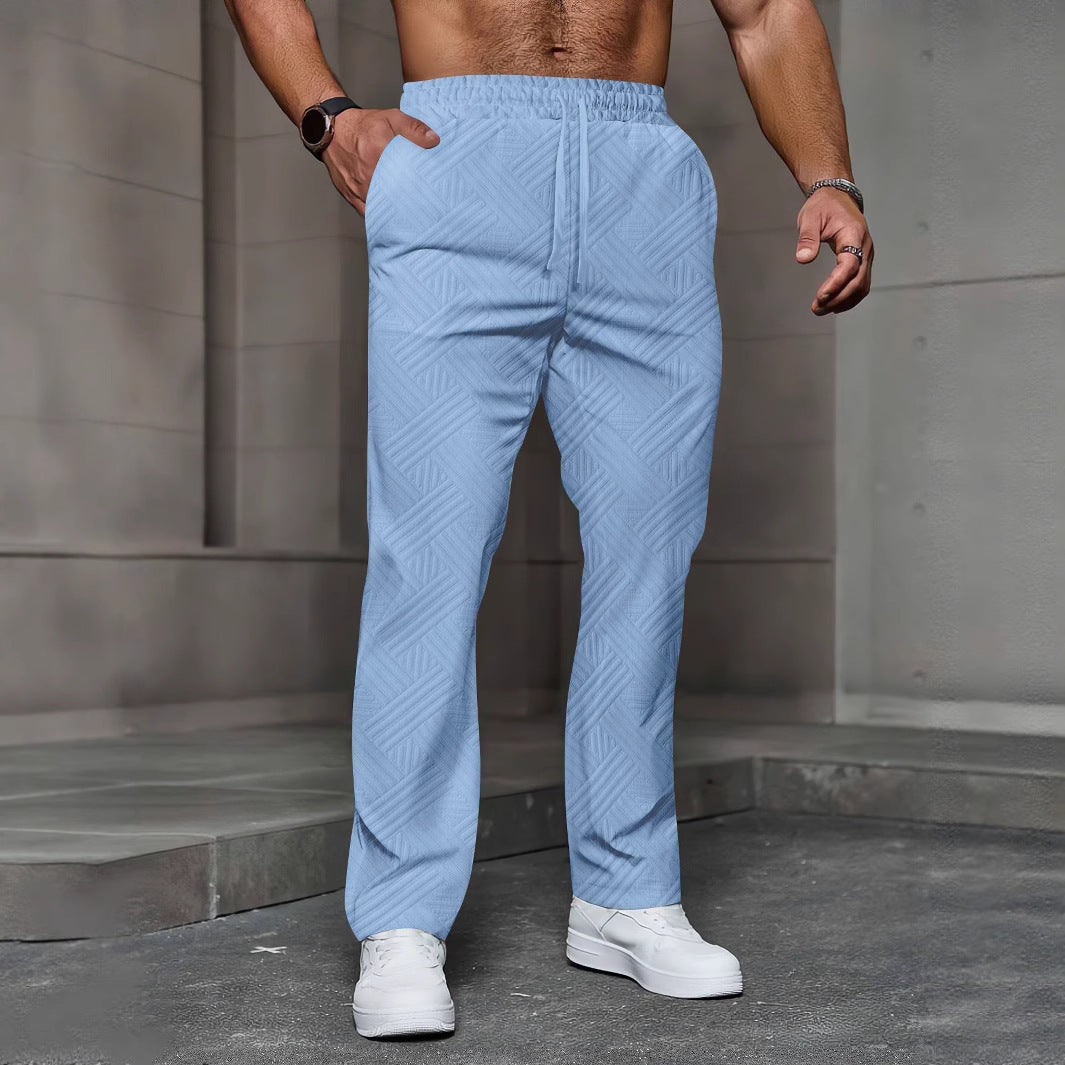 Herren nan strukturierte Relax-Jogginghose mit geometrischem Jacquard, elastischem Tunnelzug und geradem Bein Shop Nory