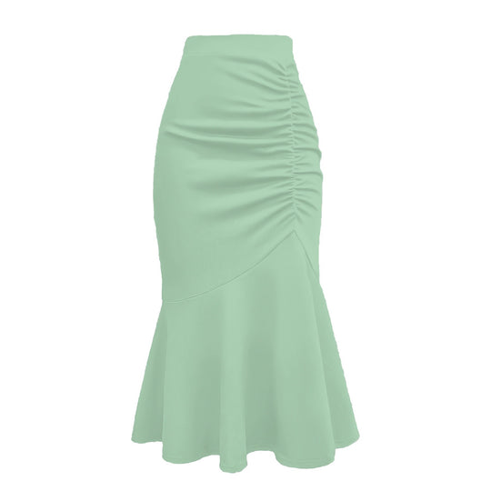 Damen Taillierter Midirock mit seitlicher Raffung und ausgestelltem Volant-Saum Shop Nory