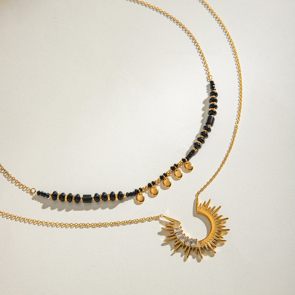 Damen Halskette mit strahlendem Sonnenanhänger und verstellbarer Länge Shop Nory