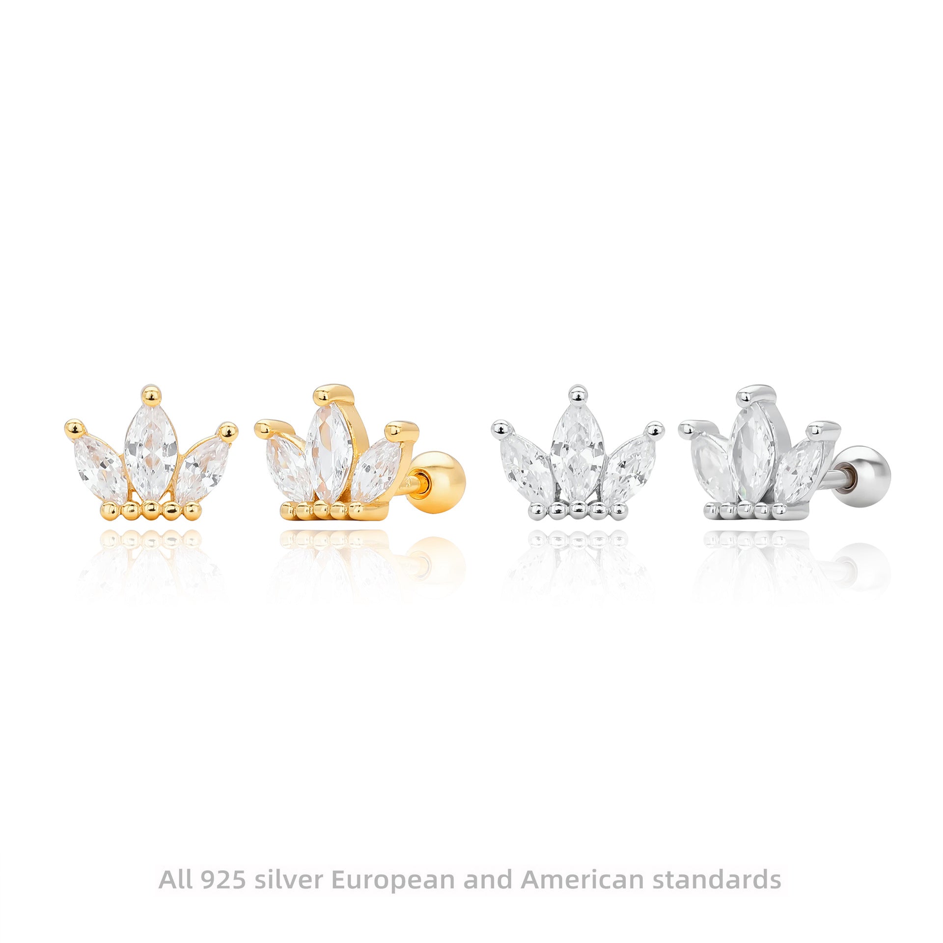 Damen Ohrstecker mit elegantem Krone-Design aus hochwertigem 925 Sterling Silber Shop Nory