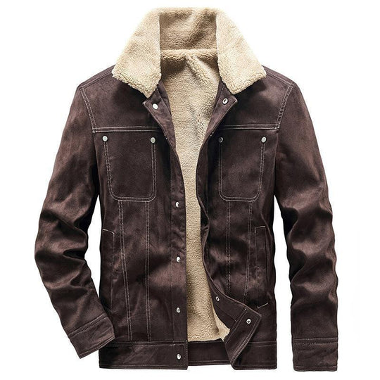 Herren Teddygefütterte Canvasjacke im Pilotenstil mit Kontrastnähten Shop Nory