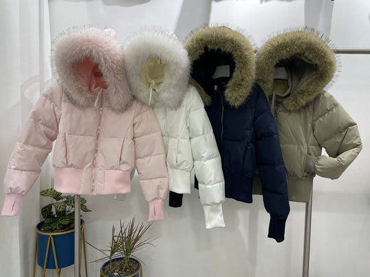 Warm Leicht Gesteppt Abnehmbare Kapuze Winterjacke Damen | Shop Nory