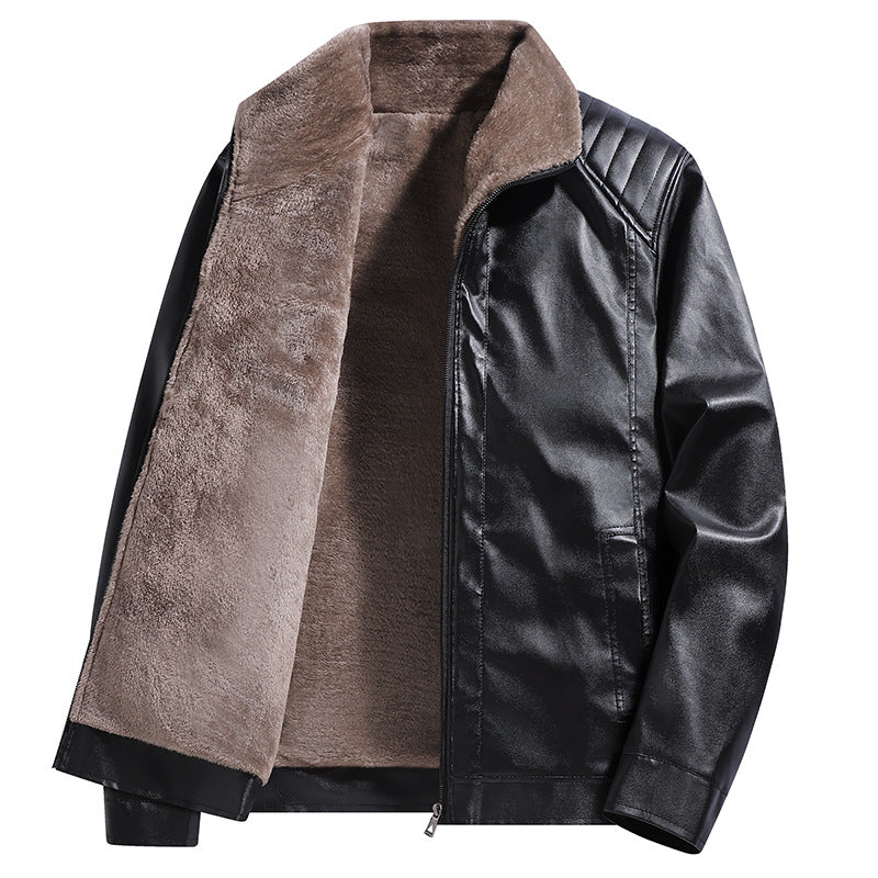 Herren Kunstleder-Fliegerjacke mit Teddyfutter und gesteppter Schulterpartie Shop Nory
