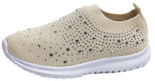 Damen Elastischer Slip-On Strick-Sneaker mit Strassbesatz Shop Nory