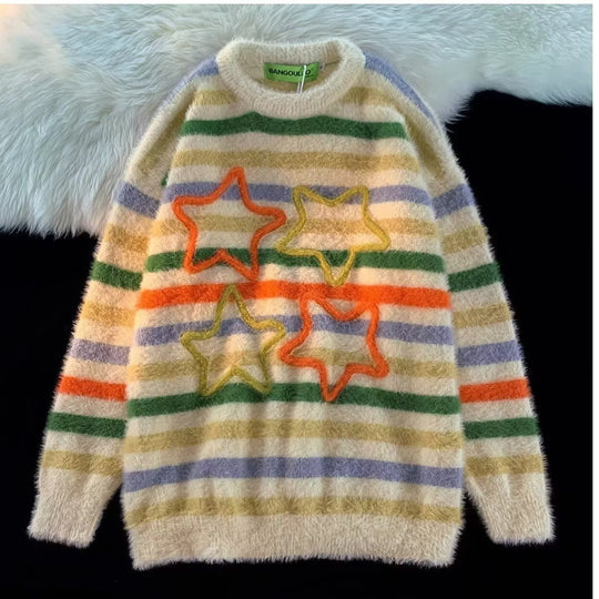 Damen Gemütlicher Strickpullover mit Sternenmotiv Shop Nory