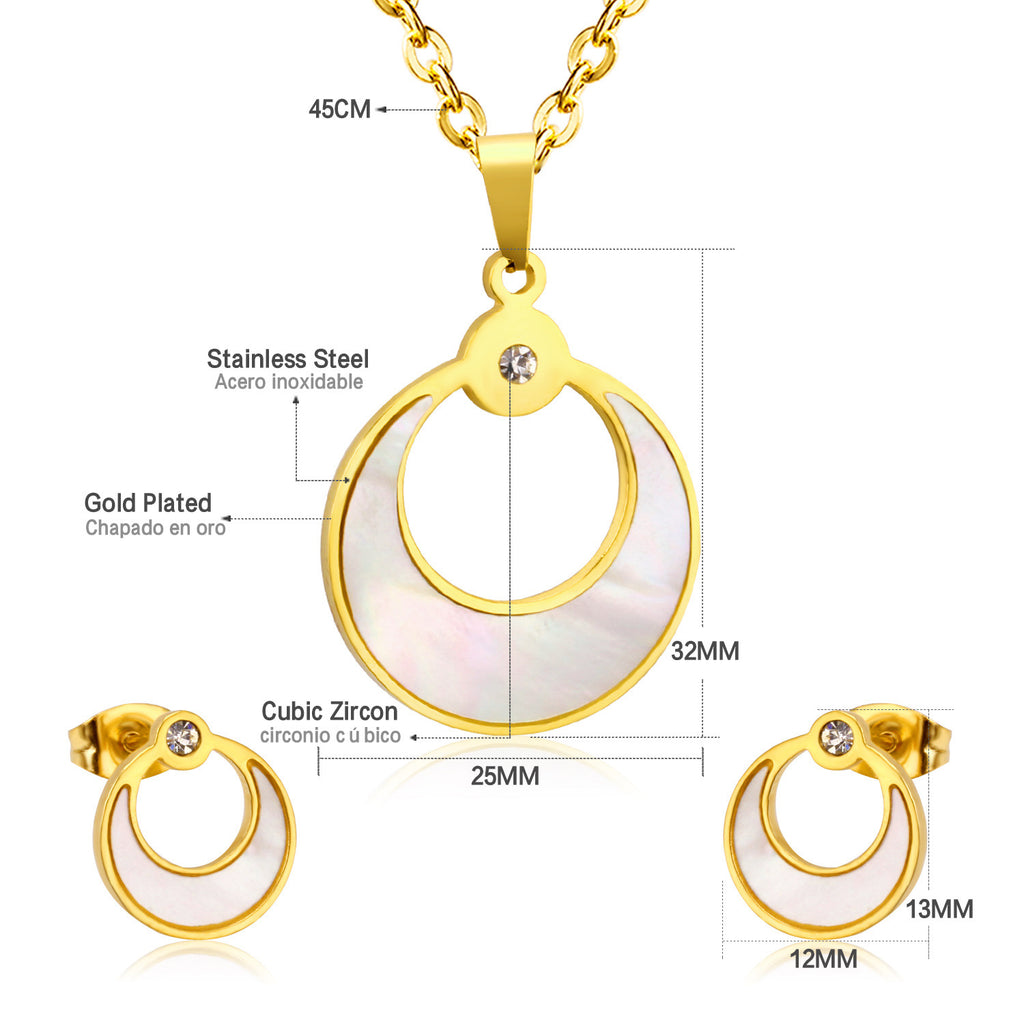 Damen Schmuckset mit eleganten Anhängern aus antiallergischem Edelstahl und funkelnden Zirkonia Shop Nory
