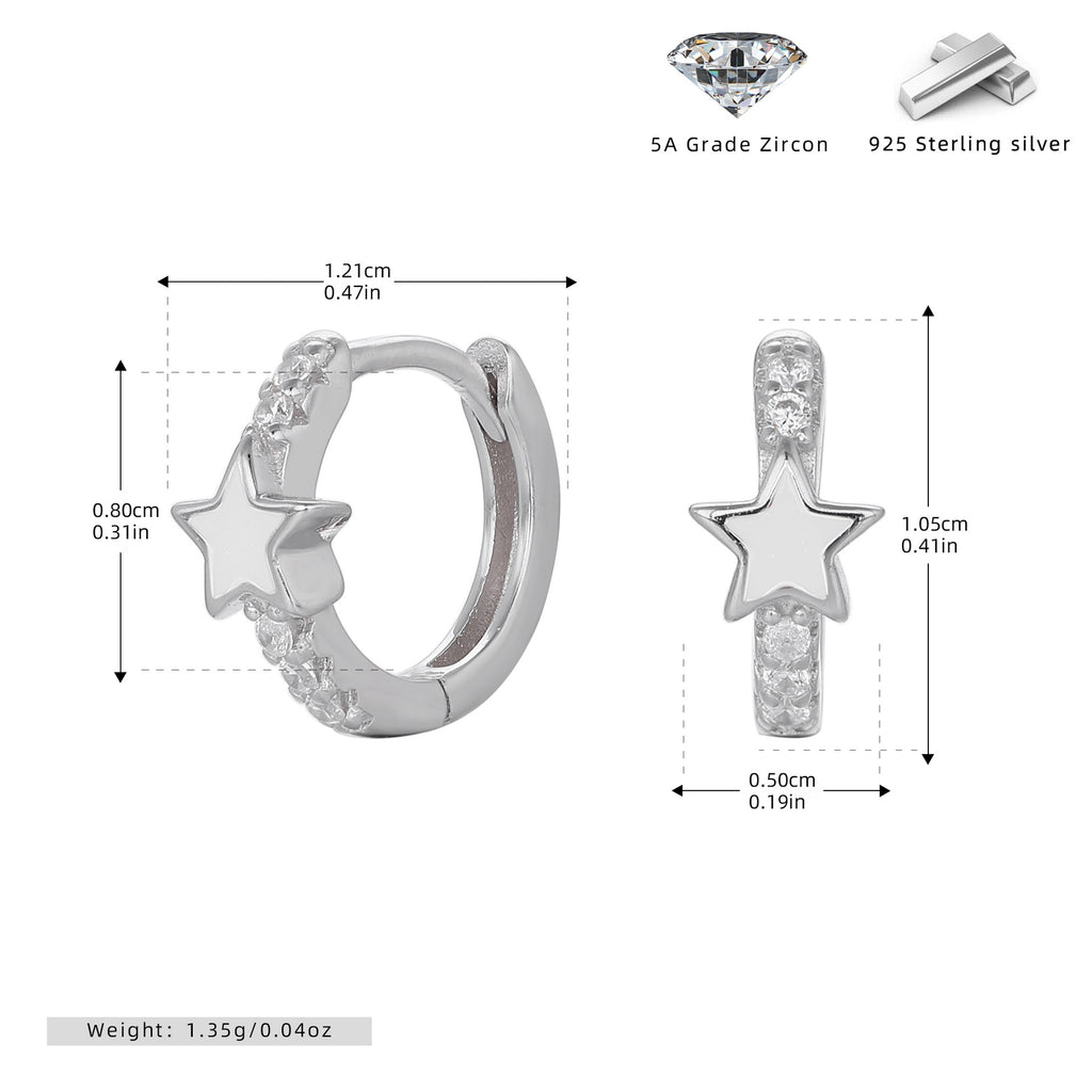 Damen Creolen mit funkelndem Sternmotiv und elegantem 925 Sterling Silber Shop Nory
