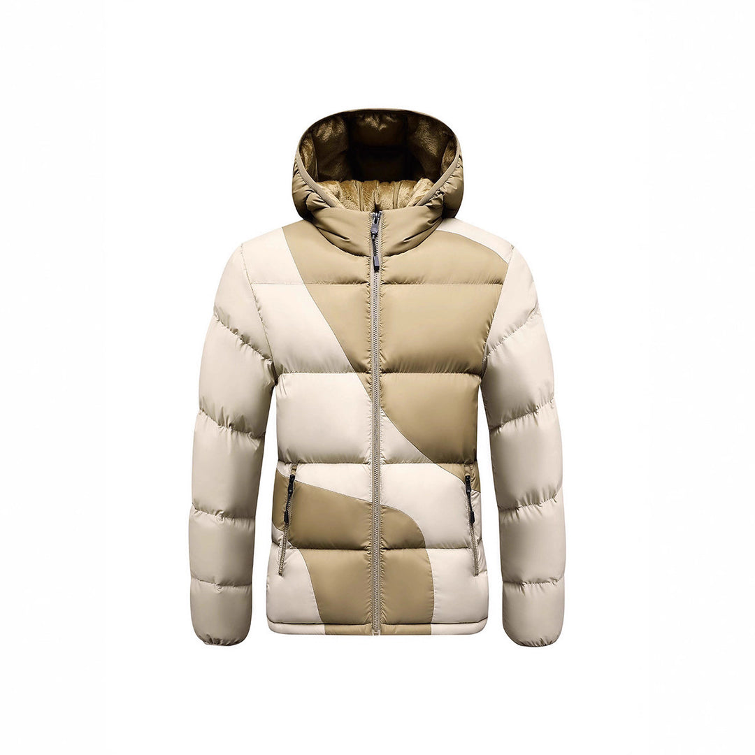 Herren Steppjacke mit Kapuze, auffälligem Colourblock-Muster und thermischer Isolierung Shop Nory