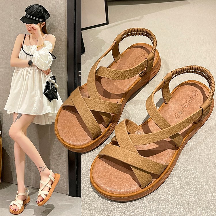 Damen Bequeme Sandalen mit elastischem Fersenriemen