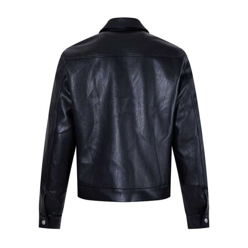 Herren Lederjacke mit Knebelverschlüssen, kurzem Schnitt und Hemdkragen Shop Nory