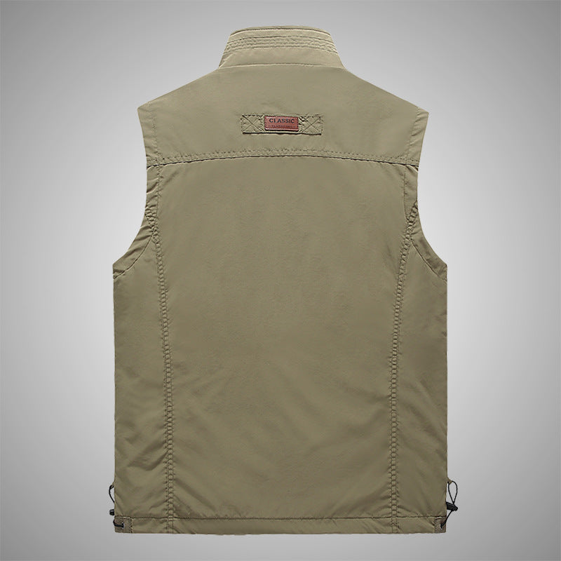 Herren Multifunktionale Utility-Weste mit Stehkragen, Reißverschlusstaschen und atmungsaktivem Meshfutter Shop Nory