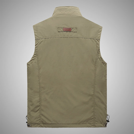 Herren Multifunktionale Utility-Weste mit Stehkragen, Reißverschlusstaschen und atmungsaktivem Meshfutter Shop Nory