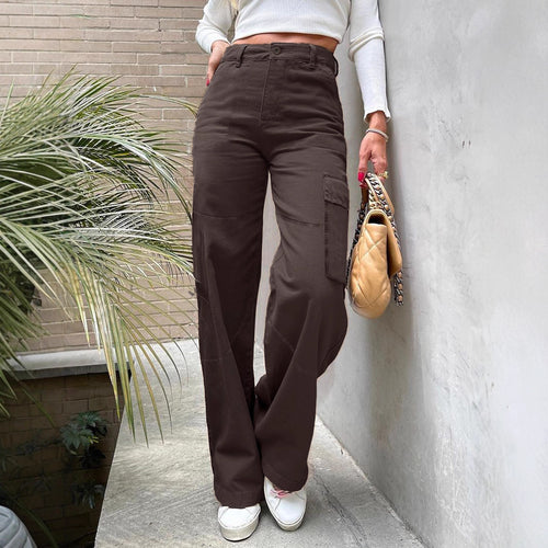 Damen Taillenhohe Utility-Cargohose mit weitem Bein und Kniepaneelen Shop Nory