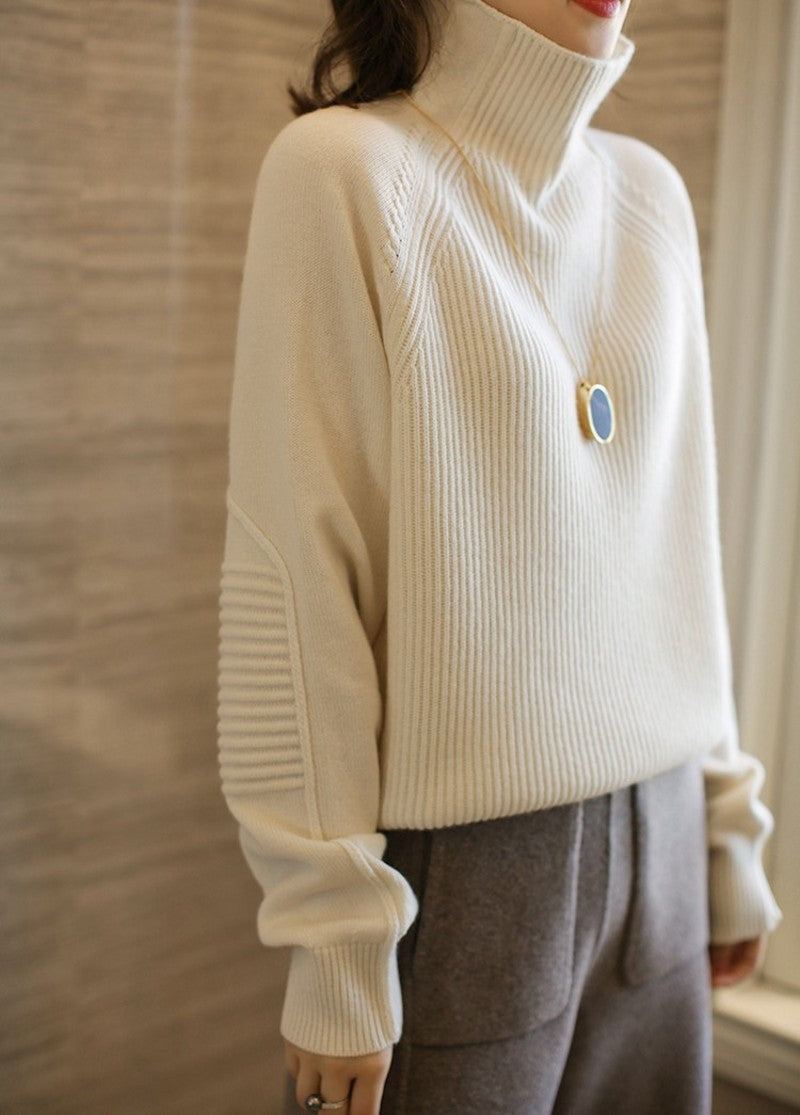 Damen Rollkragenpullover aus feinem Rippstrick mit Raglanärmeln und legerer Silhouette Shop Nory