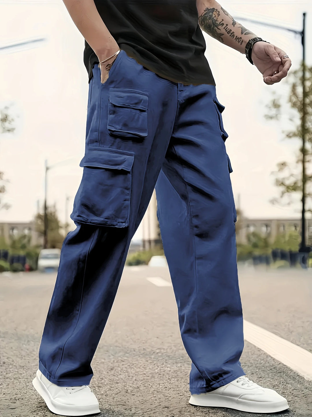 Herren Utility-Cargohose mit mehreren Klapp- und Reißverschlusstaschen Shop Nory