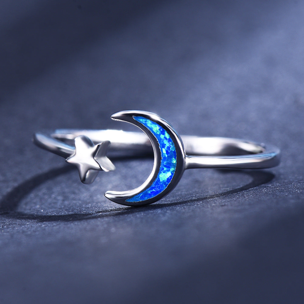 Damen Ring mit geflochtenem Mond- und Sterndesign Shop Nory