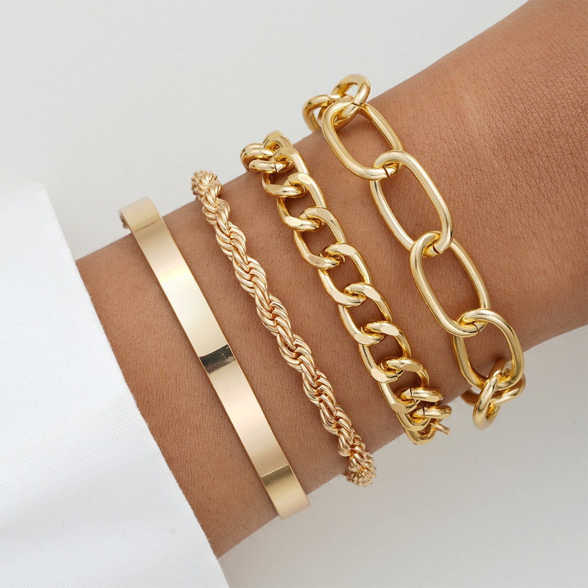 Damen Armreif-Set mit modischen Glieder- und Zopfdesigns Shop Nory