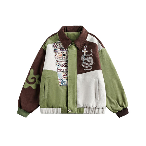 Herren Patchwork Cord- und Wildleder-Blouson mit Stickdetail Shop Nory