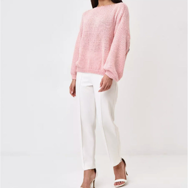 Damen Schulterfreier Mohair‑Optik Oversize-Pullover mit überschnittener Passform und kurzem Saum Shop Nory