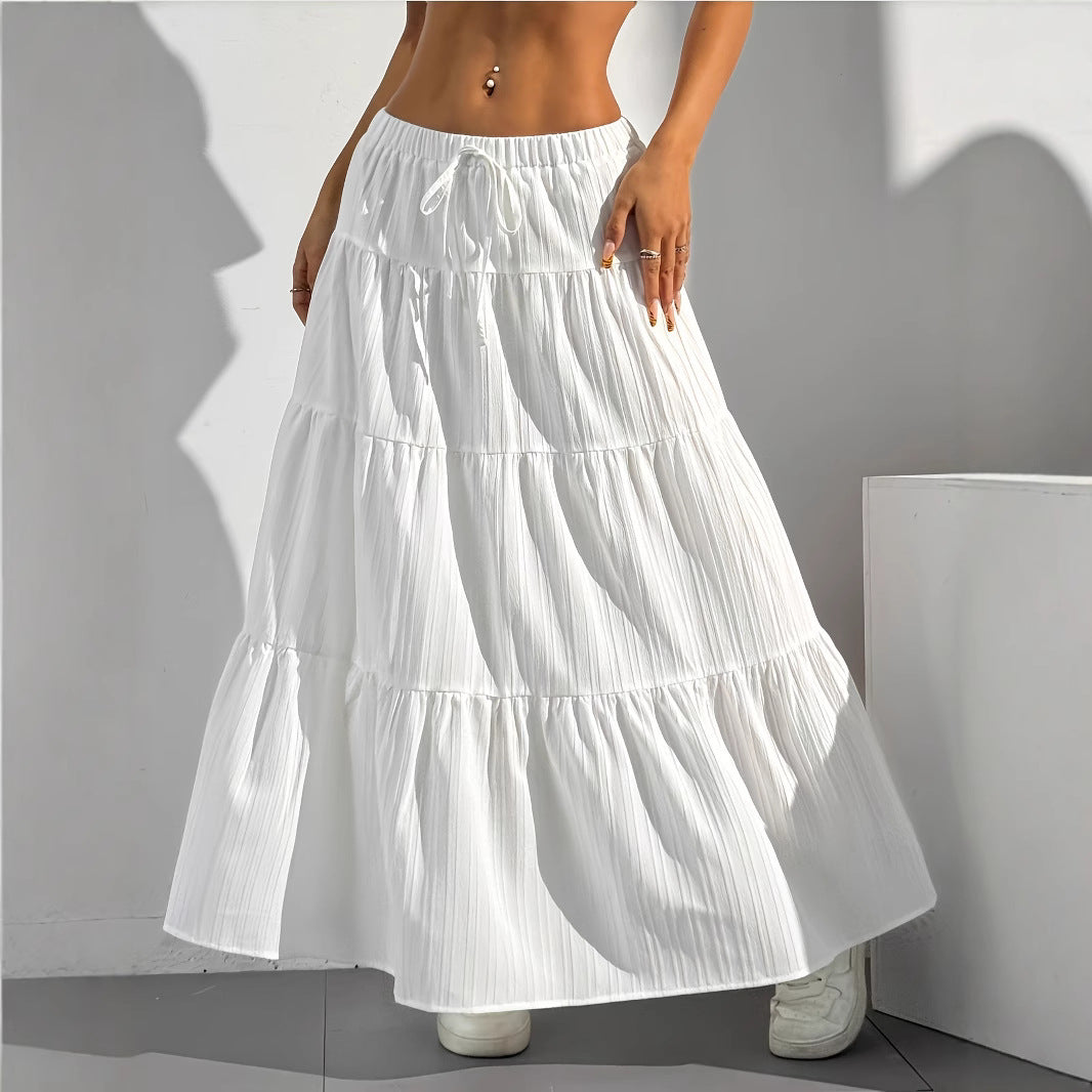 Damen Maxi-Rock mit lässigem Volant-Design und elastischem Bund