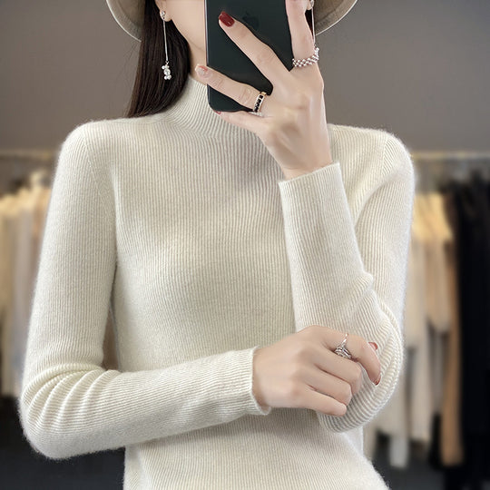 Damen Schlanker Feinstrick-Mockneckpullover aus feinem Angora‑Mix Shop Nory