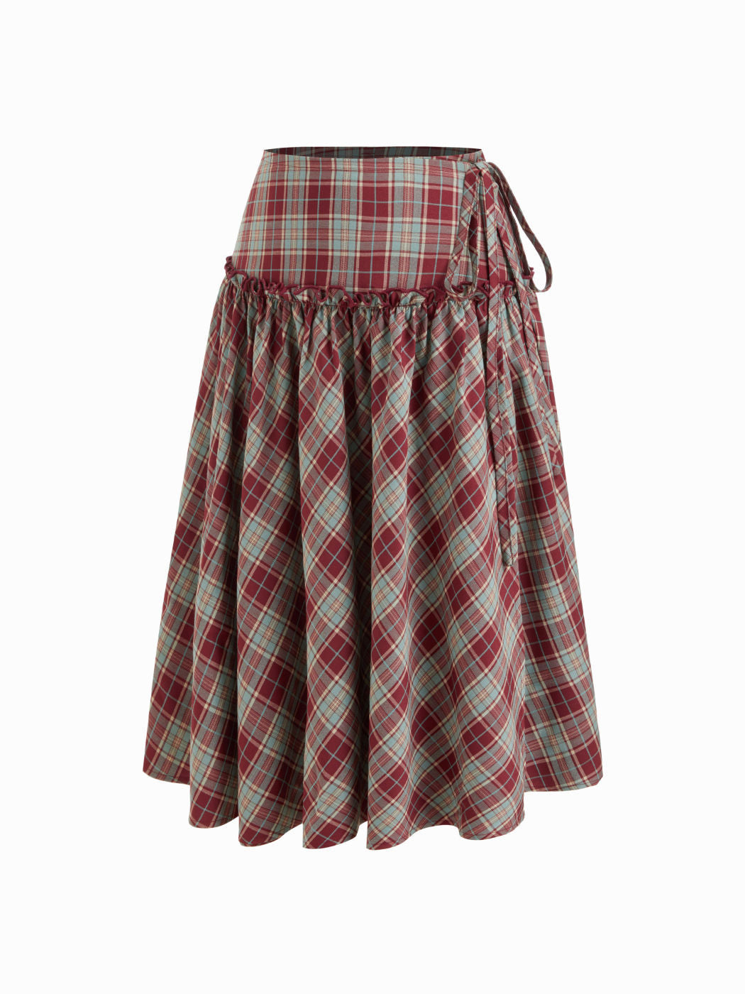 Damen Karierte Bluse mit hoher Taille und Puffärmeln