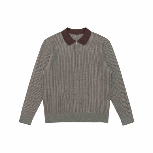 Herren Feinstrukturierter Rippstrick-Polo-Pullover mit Kontrastkragen Shop Nory