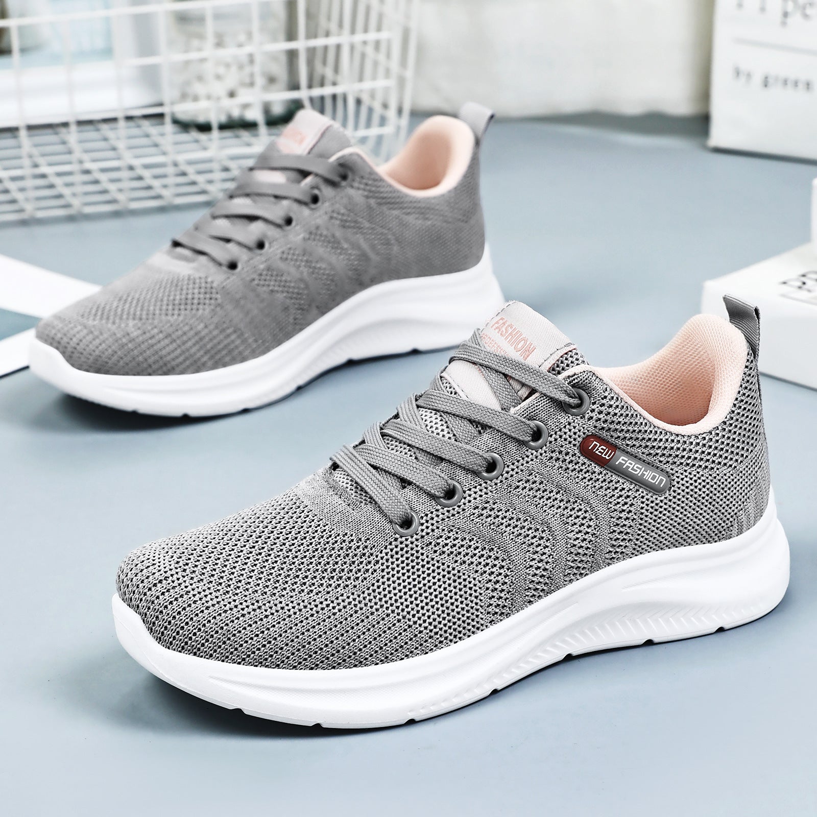 Damen Atmungsaktive und bequeme Sneaker mit elastischem Strickdesign Shopnory