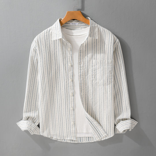 Herren Gestreiftes Overshirt aus Baumwollmix mit Brusttasche und Relaxed-Fit Shop Nory