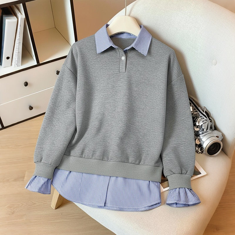 Damen Lässiger Pullover mit Hemdbluseneinsatz Shop Nory